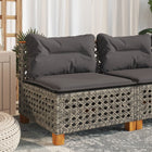 Garden bench without armrest with cushions poly rattan grey