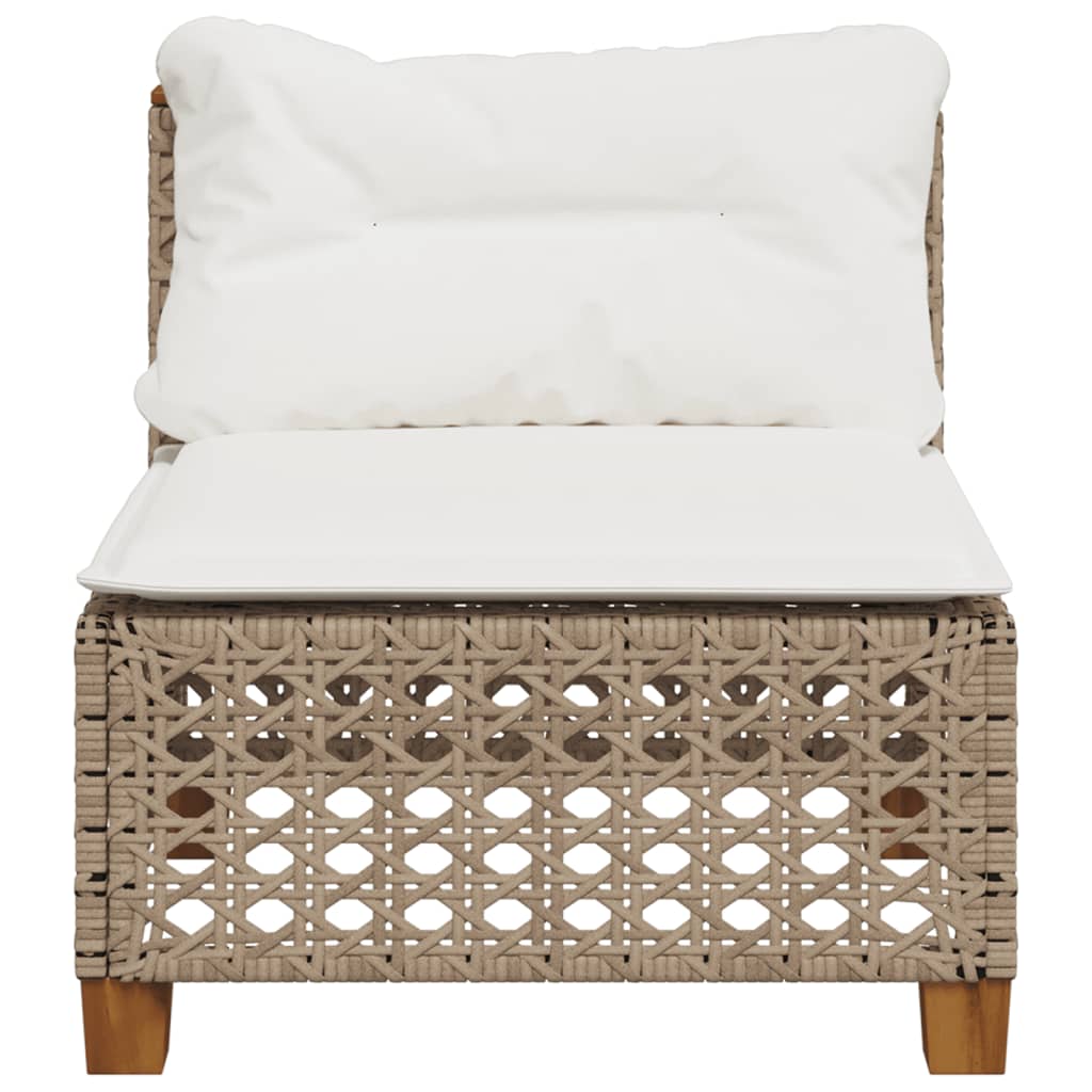 Tuinbank Zonder Armleuning Met Kussens Poly Rattan 1 Beige en wit