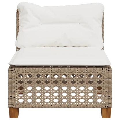 Tuinbank Zonder Armleuning Met Kussens Poly Rattan 1 Beige en wit