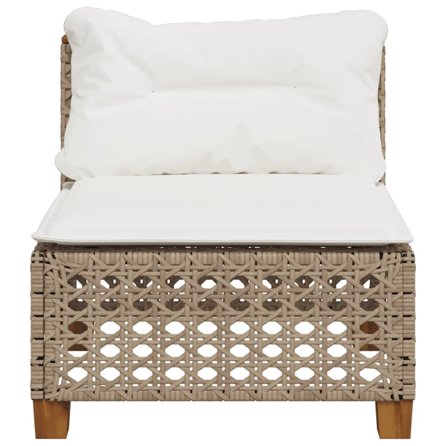 Tuinbank Zonder Armleuning Met Kussens Poly Rattan 1 Beige en wit