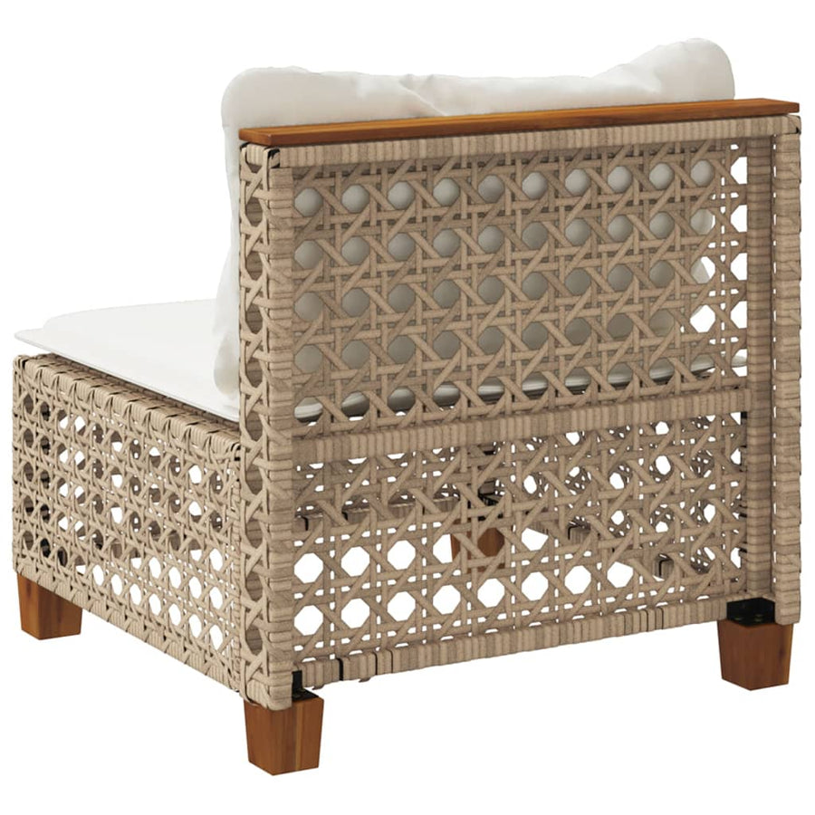 Tuinbank Zonder Armleuning Met Kussens Poly Rattan 1 Beige en wit