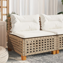 Tuinbank Zonder Armleuning Met Kussens Poly Rattan 1 Beige en wit
