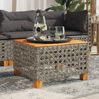 Tuintafel 55x55x36 cm poly rattan acaciahout grijs