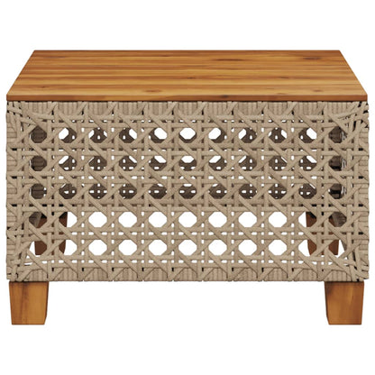 Tuintafel 55X55X36 Cm Poly Rattan En Acaciahout Beige gat weven