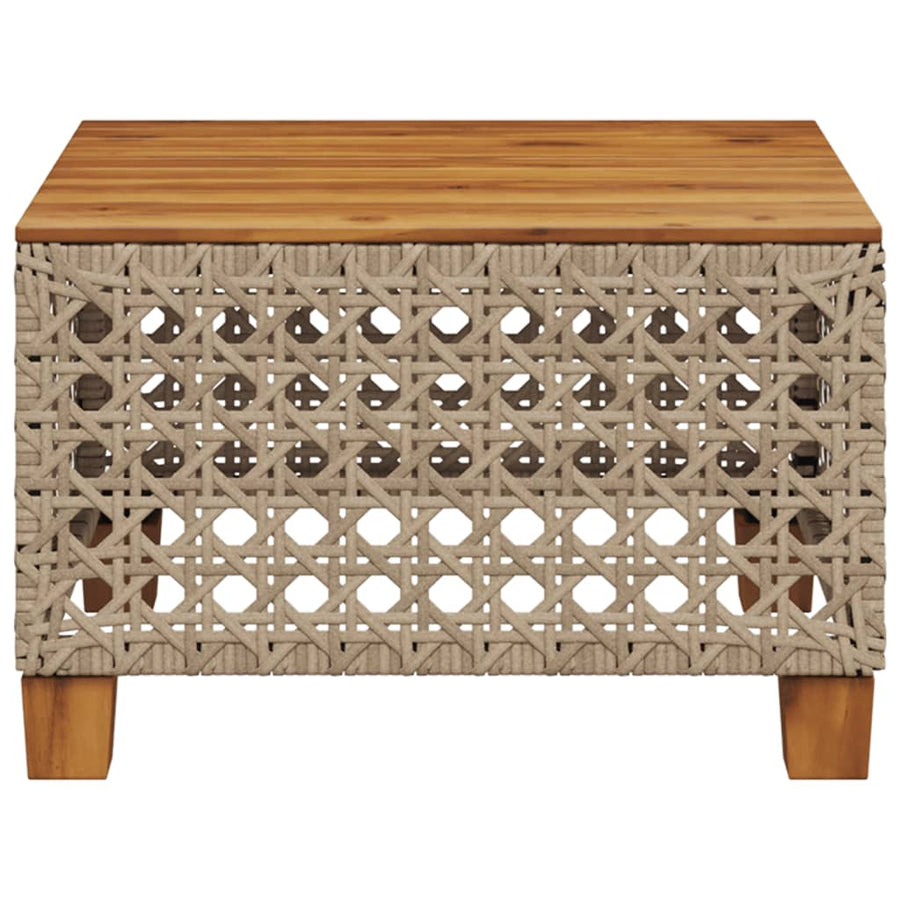 Tuintafel 55X55X36 Cm Poly Rattan En Acaciahout Beige gat weven