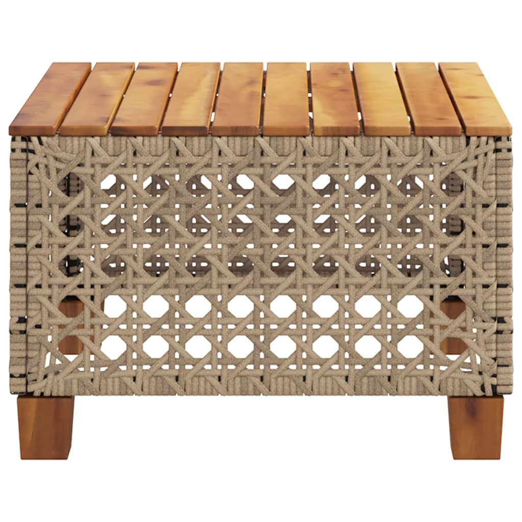 Tuintafel 55X55X36 Cm Poly Rattan En Acaciahout Beige gat weven