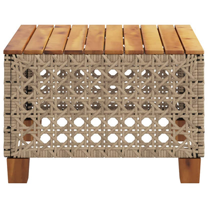 Tuintafel 55X55X36 Cm Poly Rattan En Acaciahout Beige gat weven
