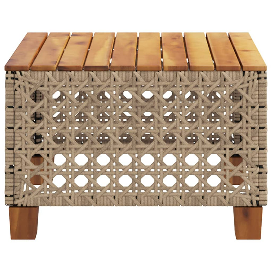 Tuintafel 55X55X36 Cm Poly Rattan En Acaciahout Beige gat weven