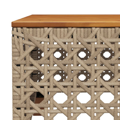 Tuintafel 55X55X36 Cm Poly Rattan En Acaciahout Beige gat weven