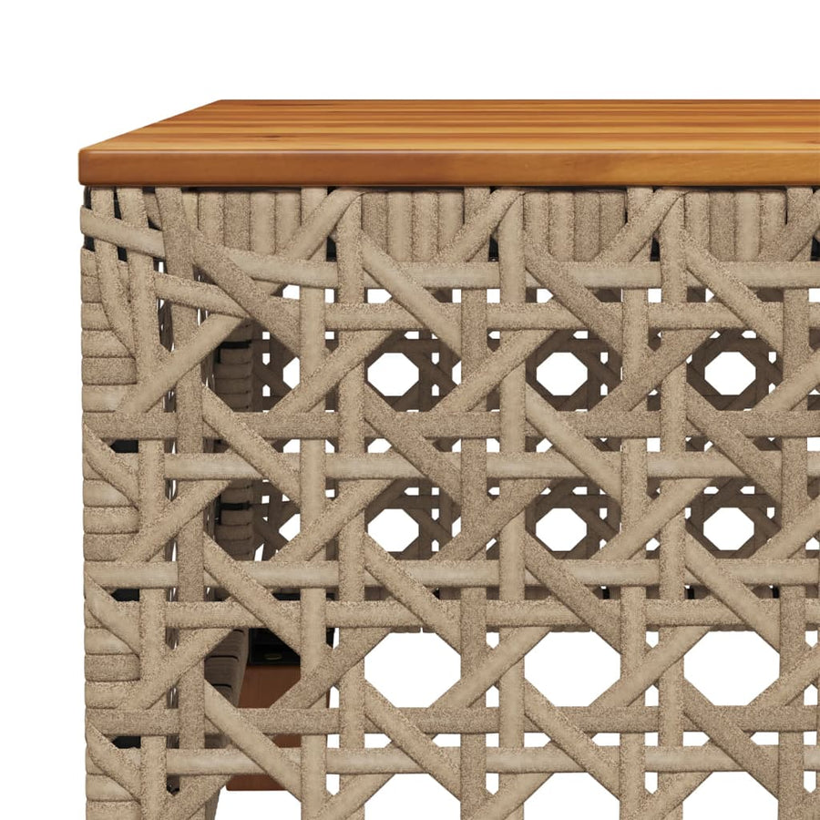 Tuintafel 55X55X36 Cm Poly Rattan En Acaciahout Beige gat weven