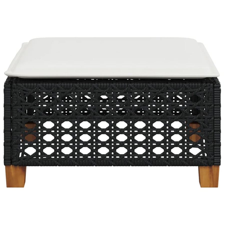 Tuinkruk met kussen 63,5x56x32 cm poly rattan zwart