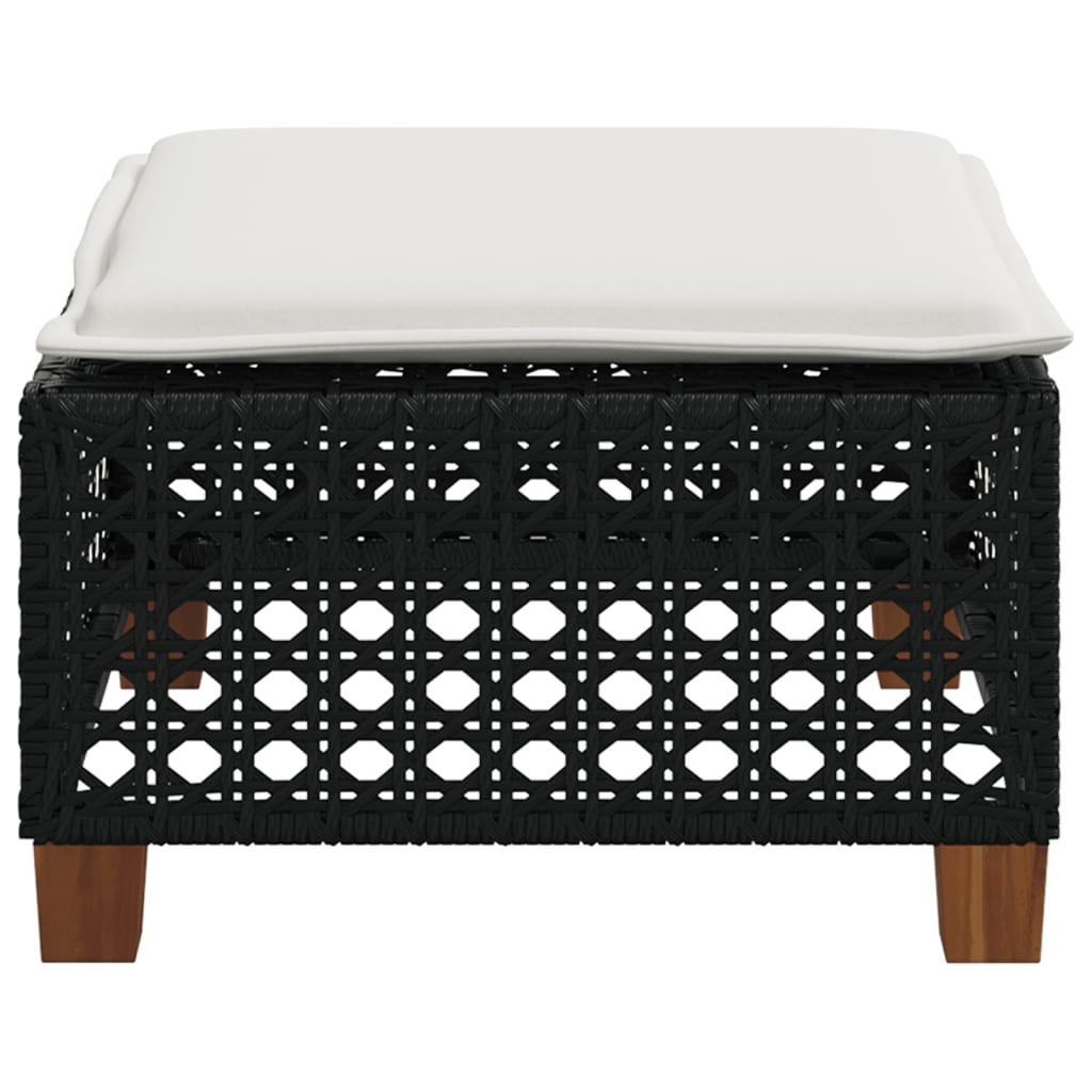 Tuinkruk met kussen 63,5x56x32 cm poly rattan zwart