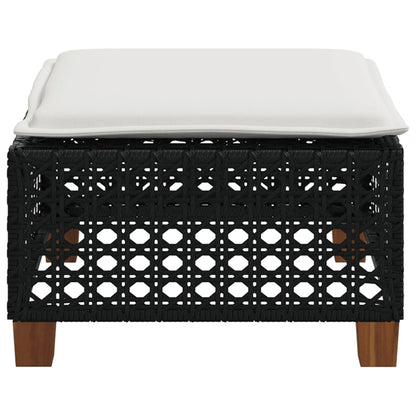 Tuinkruk met kussen 63,5x56x32 cm poly rattan zwart