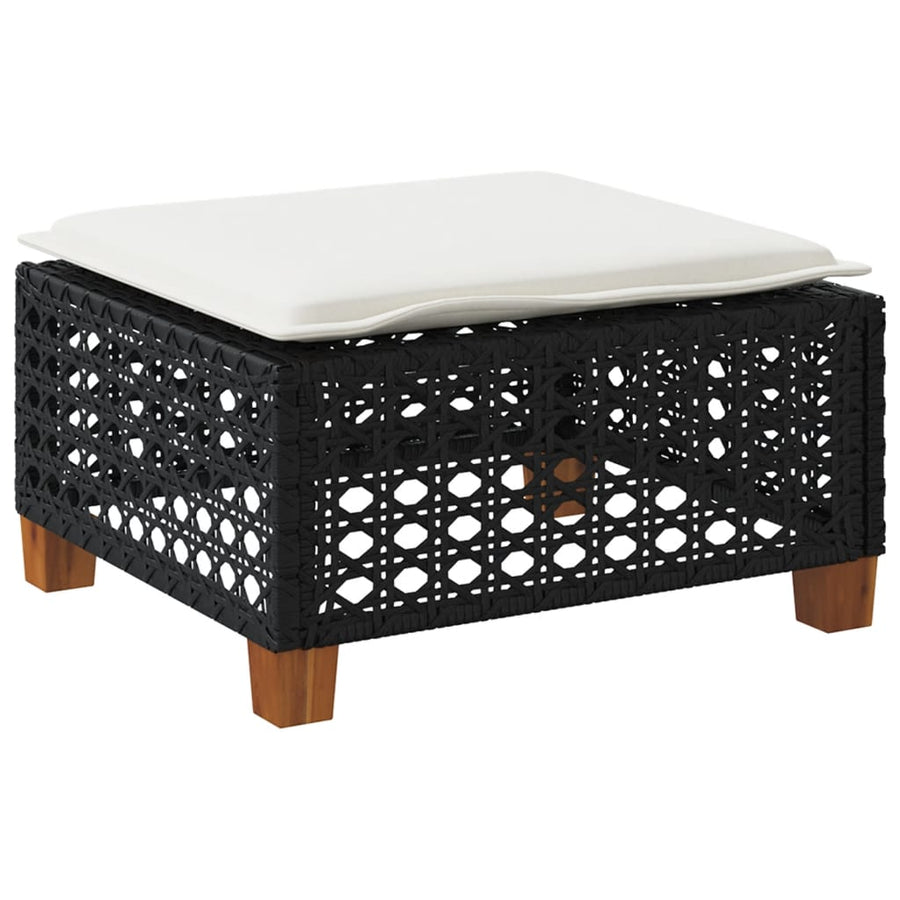 Tuinkruk met kussen 63,5x56x32 cm poly rattan zwart