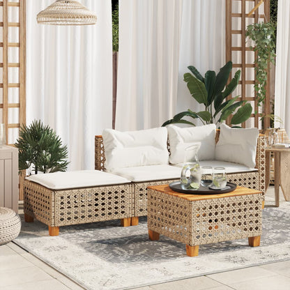 Tuinkruk Met Kussen 63,5X56X32 Cm Poly Rattan Beige gat weven