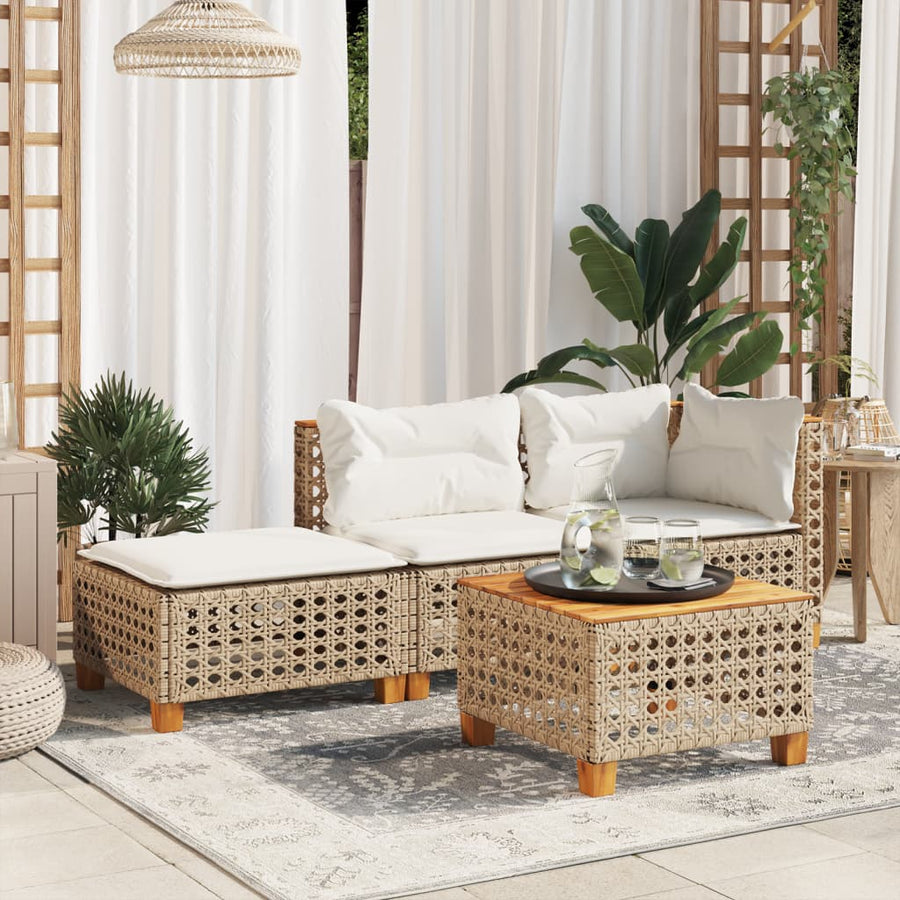 Tuinkruk Met Kussen 63,5X56X32 Cm Poly Rattan Beige gat weven