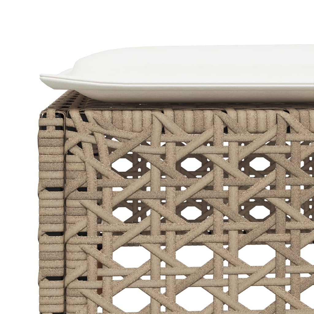 Tuinkruk Met Kussen 63,5X56X32 Cm Poly Rattan Beige gat weven