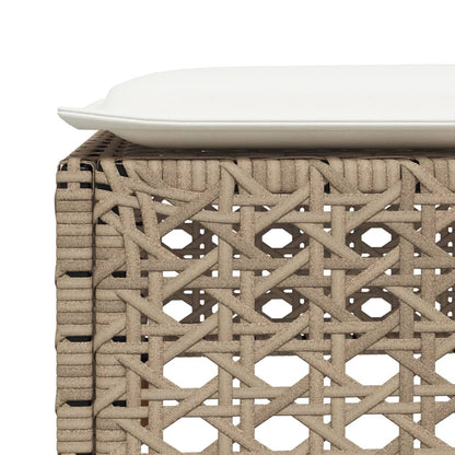 Tuinkruk Met Kussen 63,5X56X32 Cm Poly Rattan Beige gat weven