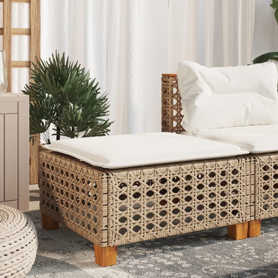 Tuinkruk Met Kussen 63,5X56X32 Cm Poly Rattan Beige gat weven