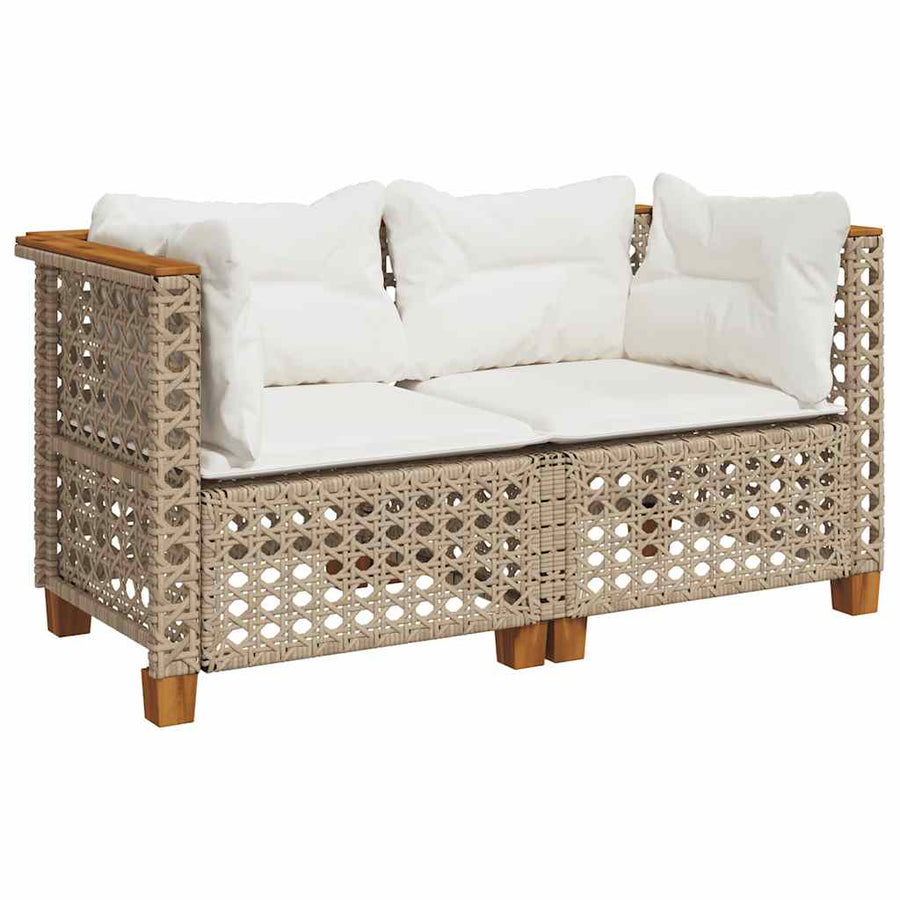 Tuinbanken Met Kussens Poly Rattan 2 Beige