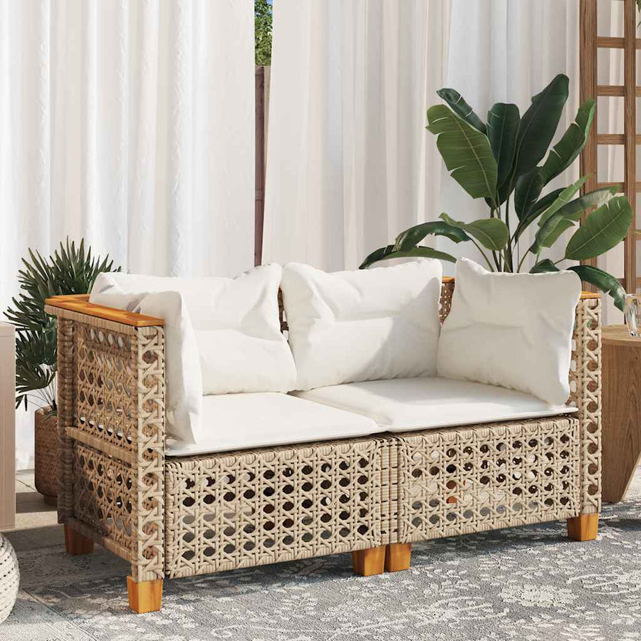 Tuinbanken Met Kussens Poly Rattan 2 Beige