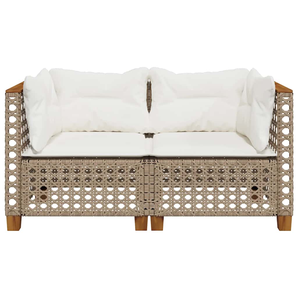 Tuinbanken Met Kussens Poly Rattan 2 Beige