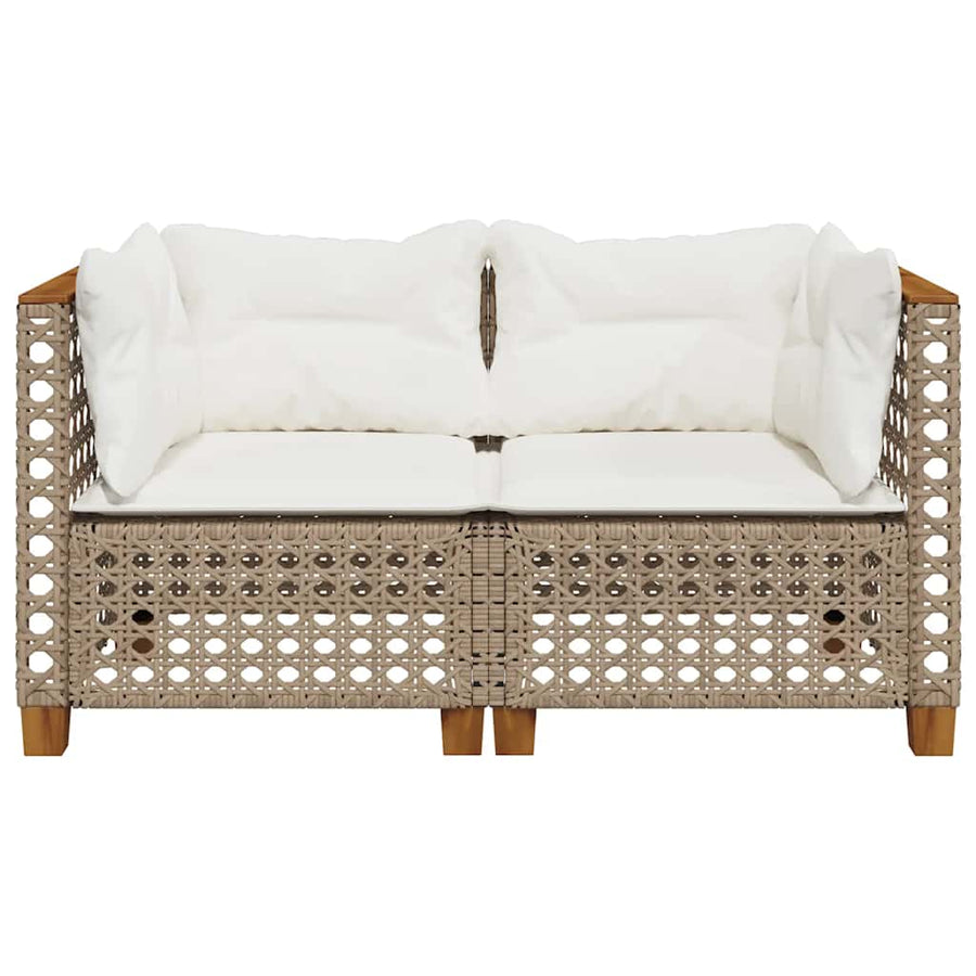 Tuinbanken Met Kussens Poly Rattan 2 Beige