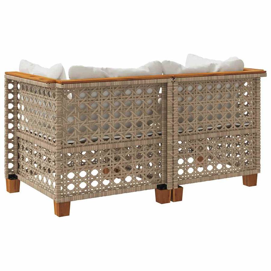 Tuinbanken Met Kussens Poly Rattan 2 Beige