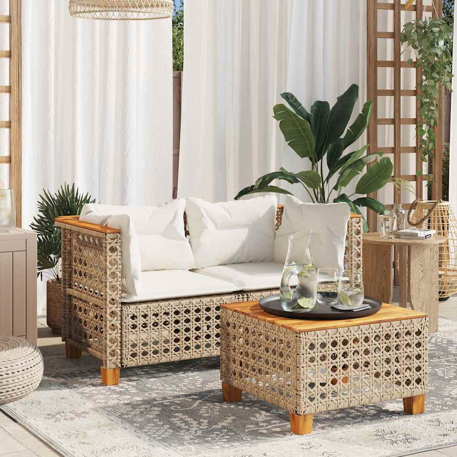 Tuinbanken Met Kussens Poly Rattan 2 Beige