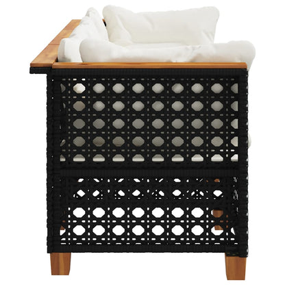 Tuinbank 3-zits met kussens poly rattan zwart