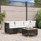 Garden Bench 3-seater with Cushions Poly Rattan Black