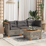 Tuinbank 3-zits poly rattan grijs 190x63x62 cm