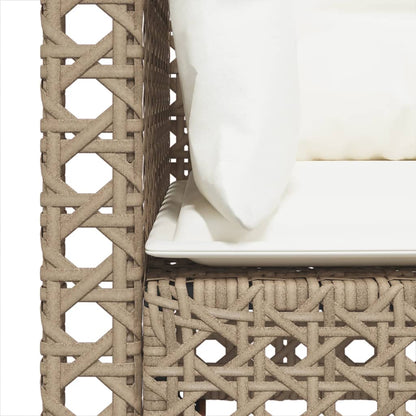 Tuinbank 3-Zits Met Kussens Poly Rattan Beige en wit
