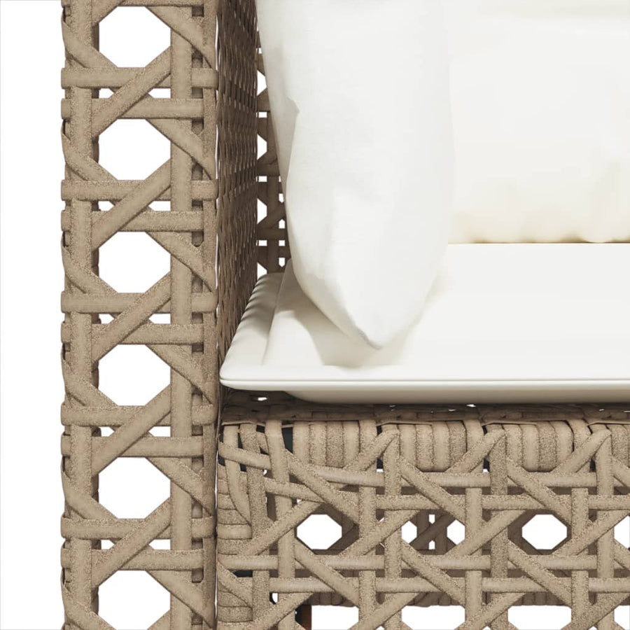 Tuinbank 3-Zits Met Kussens Poly Rattan Beige en wit