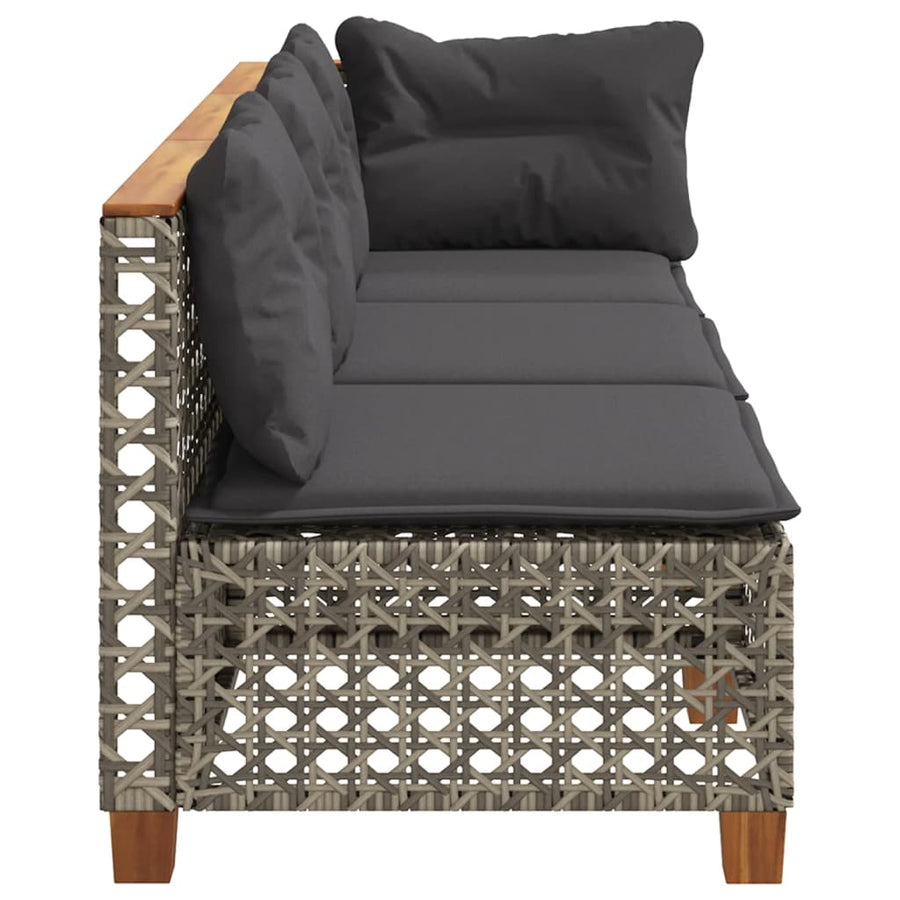 Tuinbank 3-zits met kussens poly rattan grijs