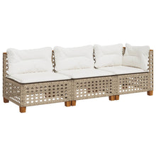 Tuinbank 3-Zits Met Kussens Poly Rattan Beige