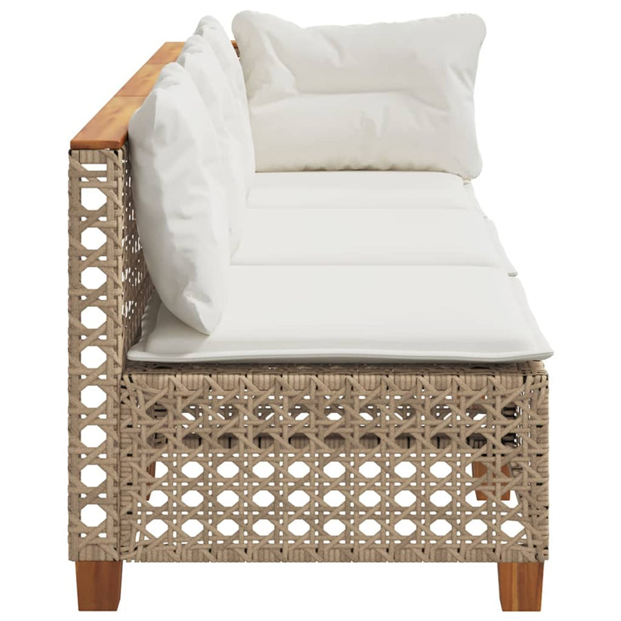 Tuinbank 3-Zits Met Kussens Poly Rattan Beige