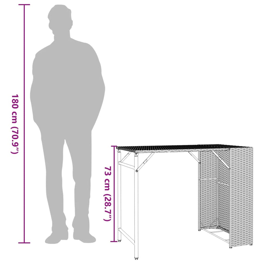 5-delige Tuinset inklapbaar poly rattan zwart