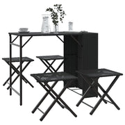 Tuinset 5-delig inklapbaar poly rattan zwart