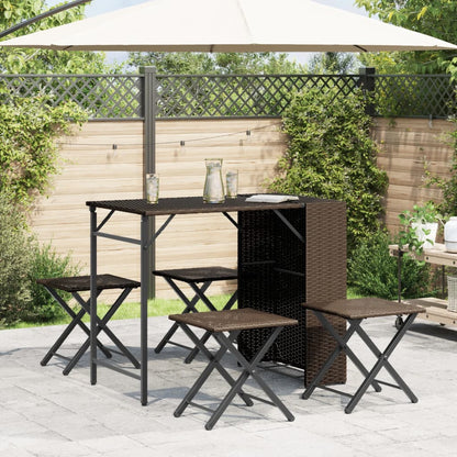 5-delige Tuinset inklapbaar poly rattan bruin