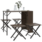 Tuinset 5-delig poly rattan bruin inklapbaar