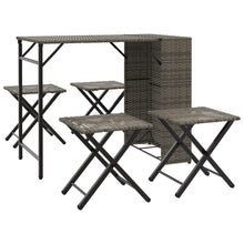 5-delige Tuinset inklapbaar poly rattan grijs