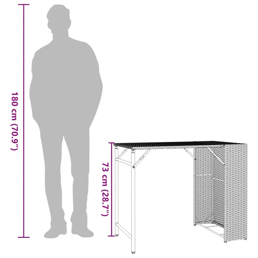 5-delige Tuinset inklapbaar poly rattan grijs