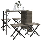 Tuinset 5-delig inklapbaar poly rattan grijs