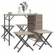 Tuinset 5-delig poly rattan lichtgrijs inklapbaar