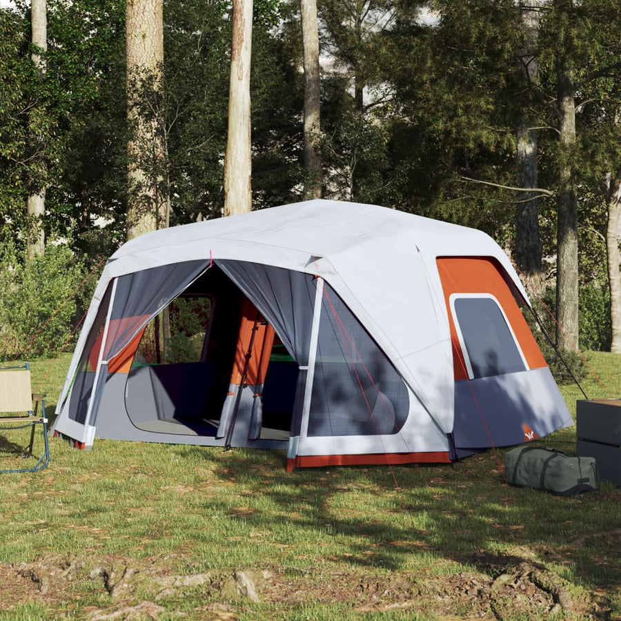Tent met LED 443x437x229 cm grijs en oranje