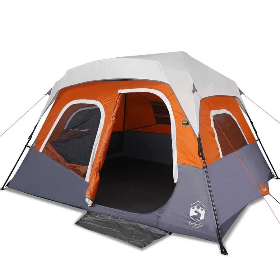 Kampeertent met LED 344x282x212 cm grijs en oranje