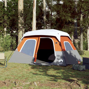 Tent 6-persoons 344x282x212 cm lichtgrijs oranje LED