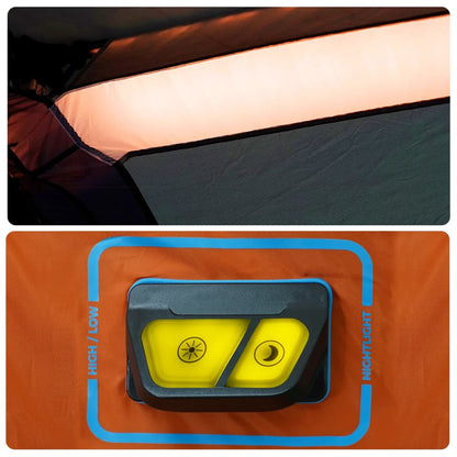 Tent met LED 441x288x217 cm grijs en oranje