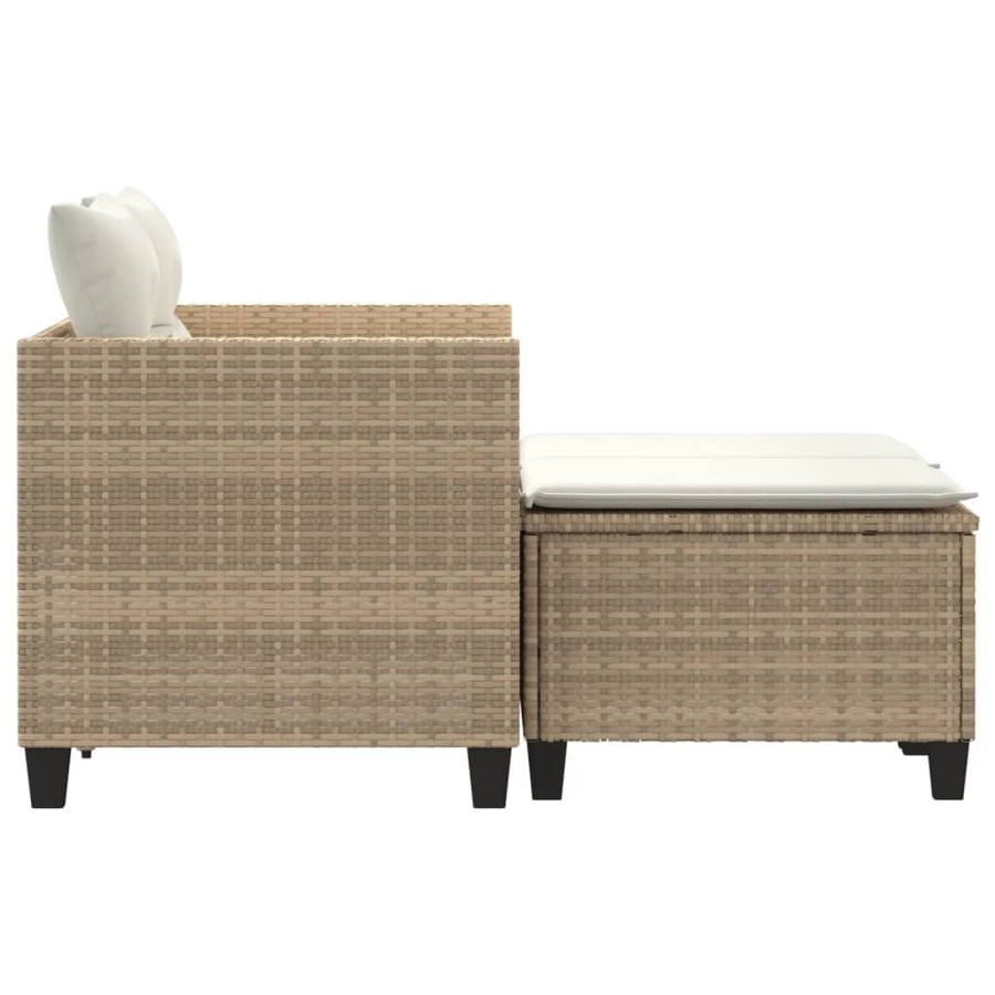 Tuinbank 2-Zits Met Voetenbanken Poly Rattan Beige